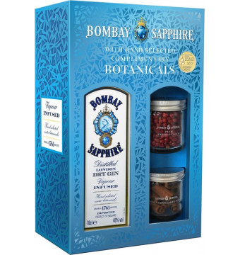 Bombay Sapphire + botanicals in doos